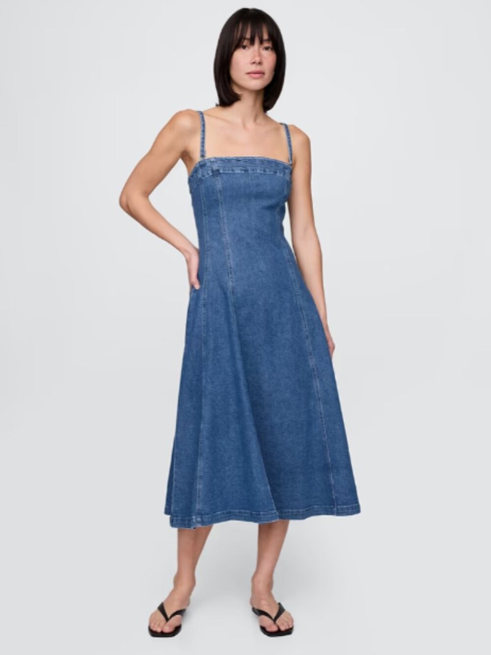 GAP Denim Midi Dress, Medium Denim, XLT, NwT - Picture 3 of 5